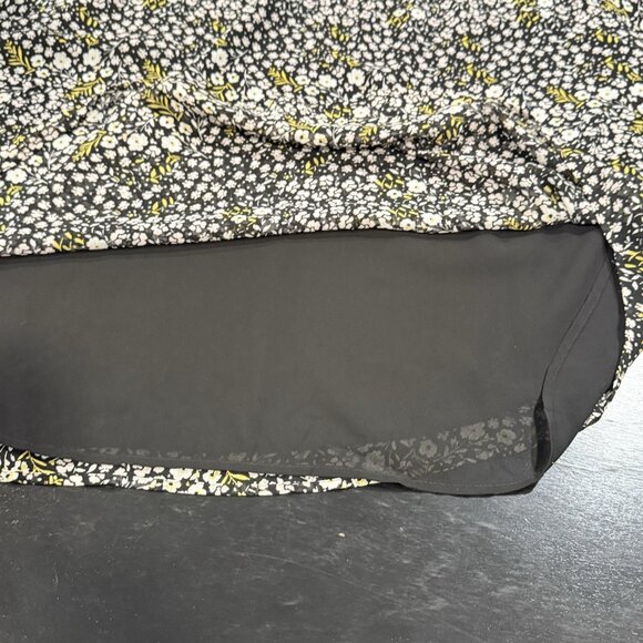 LOFT Womens Plus Size 20 Black Floral Chiffon Blouse Whimsigoth Fairy - Picture 5 of 9